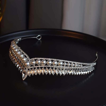 Korejskog stila rhinestones ukosnica za kosu – legura, kraljevska kruna, elektroplatiranje, bijeli kristali