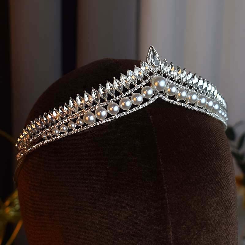 Korejskog stila rhinestones ukosnica za kosu – legura, kraljevska kruna, elektroplatiranje, bijeli kristali