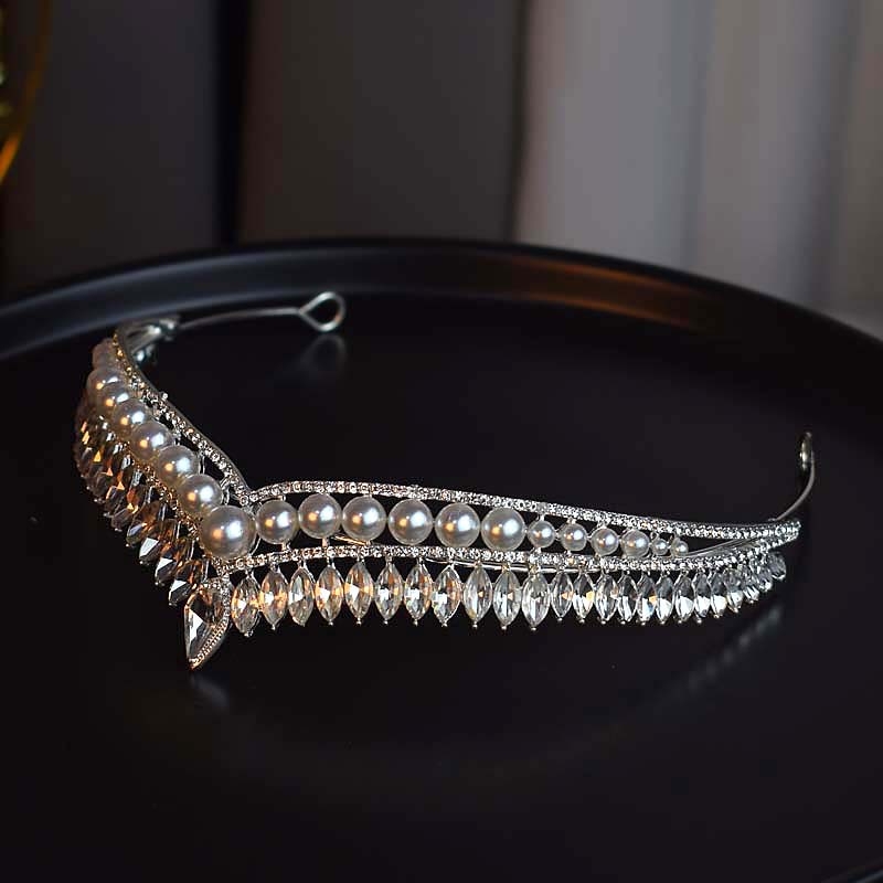 Korejskog stila rhinestones ukosnica za kosu – legura, kraljevska kruna, elektroplatiranje, bijeli kristali