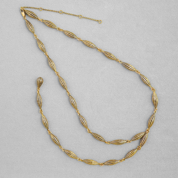 Colier din alamă cu formă bob de cacao, lanț cu mărgele, greutate 71,3 g, stil palat, lansare iarnă 2025