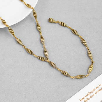 Colier din alamă cu formă bob de cacao, lanț cu mărgele, greutate 71,3 g, stil palat, lansare iarnă 2025