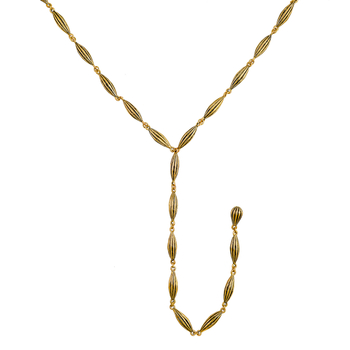 Colier din alamă cu formă bob de cacao, lanț cu mărgele, greutate 71,3 g, stil palat, lansare iarnă 2025