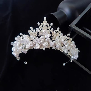 Coroană pentru cap din aliaj cu mărgele de cristal, stil franțuzesc, design feminin, placare electroplată