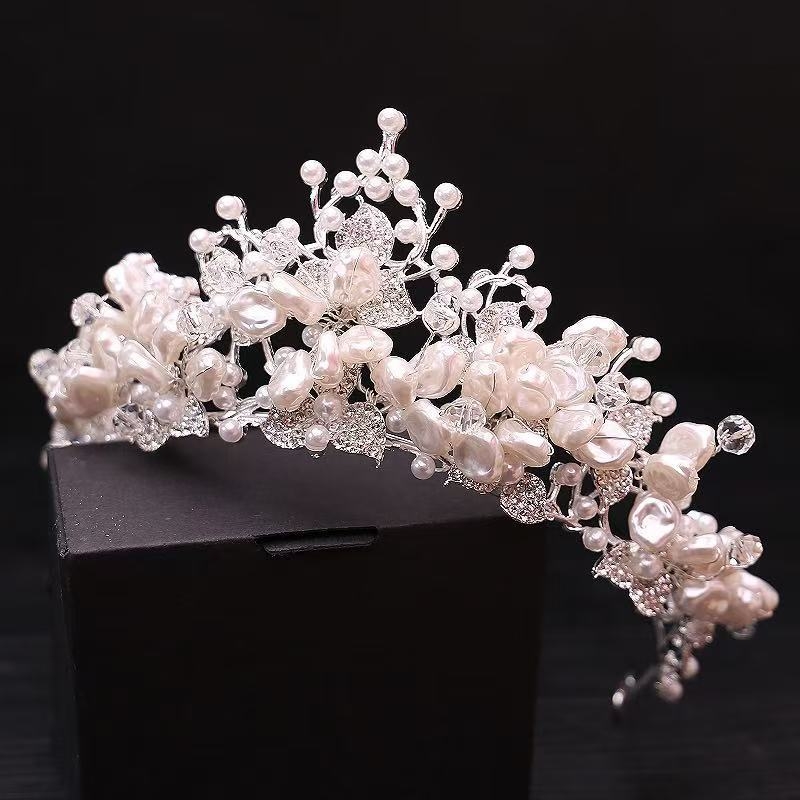 Coroană pentru cap din aliaj cu mărgele de cristal, stil franțuzesc, design feminin, placare electroplată