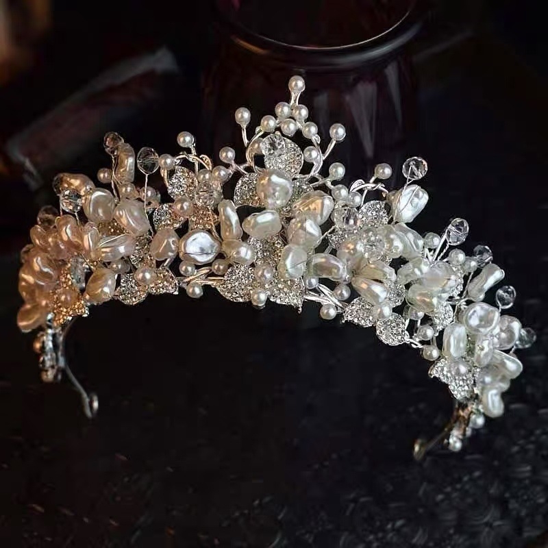 Coroană pentru cap din aliaj cu mărgele de cristal, stil franțuzesc, design feminin, placare electroplată