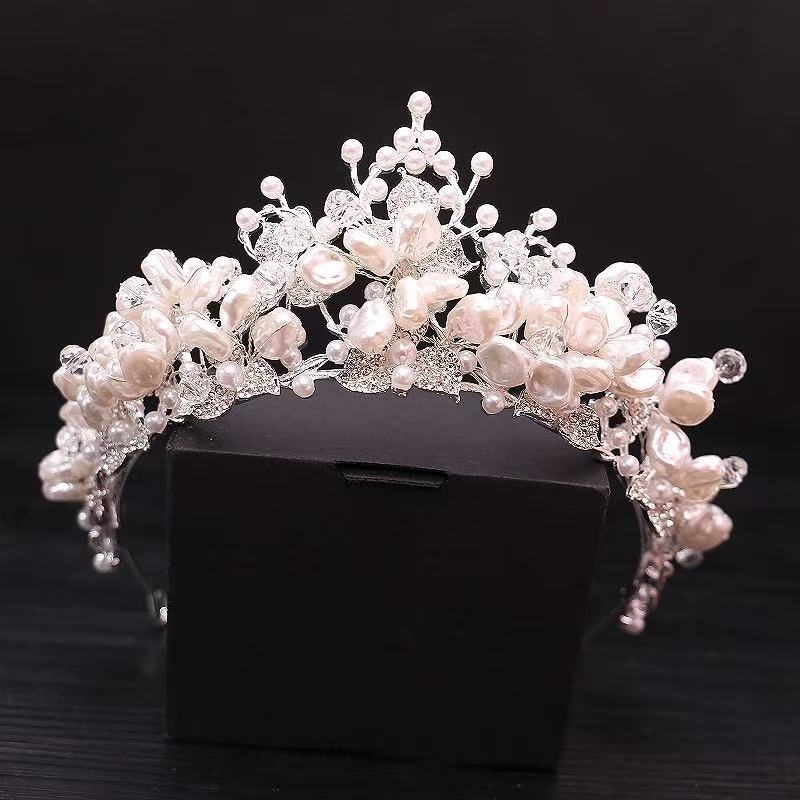 Coroană pentru cap din aliaj cu mărgele de cristal, stil franțuzesc, design feminin, placare electroplată