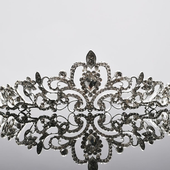 Coronă pentru păr din aliaj de zinc, cu cristale, electroplacată, accesoriu de nuntă pentru femei