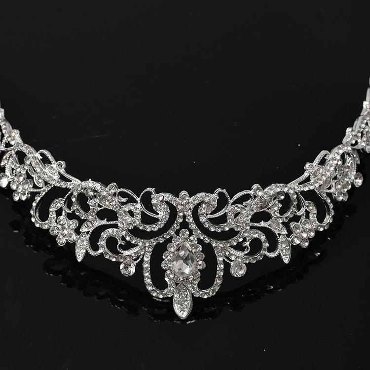 Coronă pentru păr din aliaj de zinc, cu cristale, electroplacată, accesoriu de nuntă pentru femei