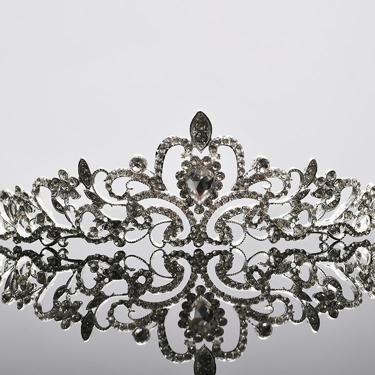 Coronă pentru păr din aliaj de zinc, cu cristale, electroplacată, accesoriu de nuntă pentru femei