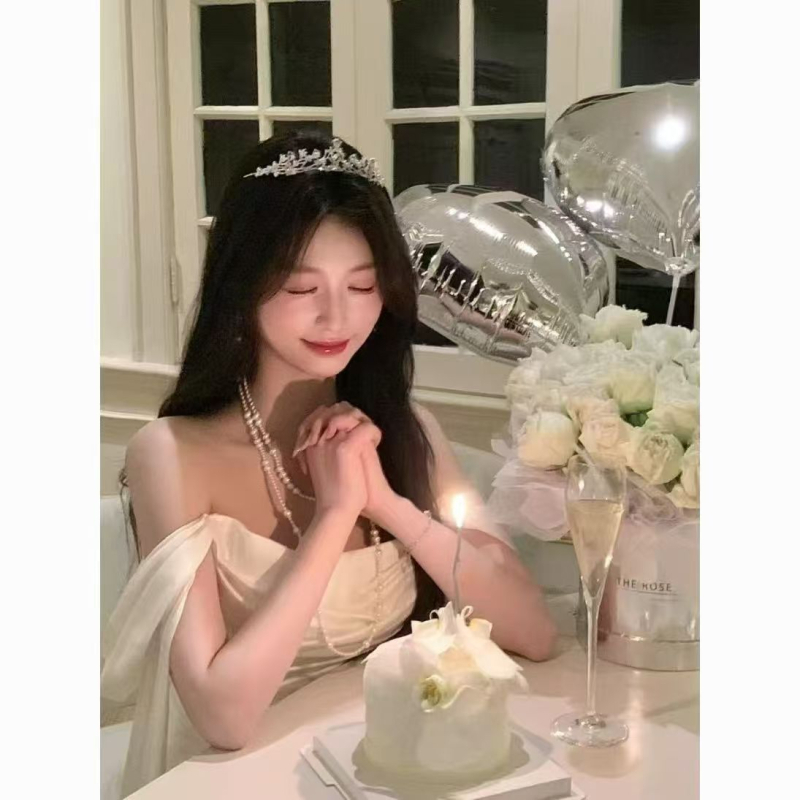 Coroană din aliaj cu cristale point-drill, placare electroplată, potrivită pentru nunți și zile de naștere