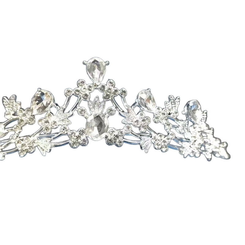 Coroană din aliaj cu cristale point-drill, placare electroplată, potrivită pentru nunți și zile de naștere