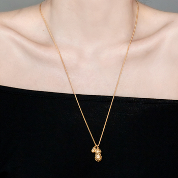 Colier cu pandantiv în formă de arahidă, din cupru, lanț în stil Chopard, placare aurie electroplată, greutate 20 g, destinat femeilor