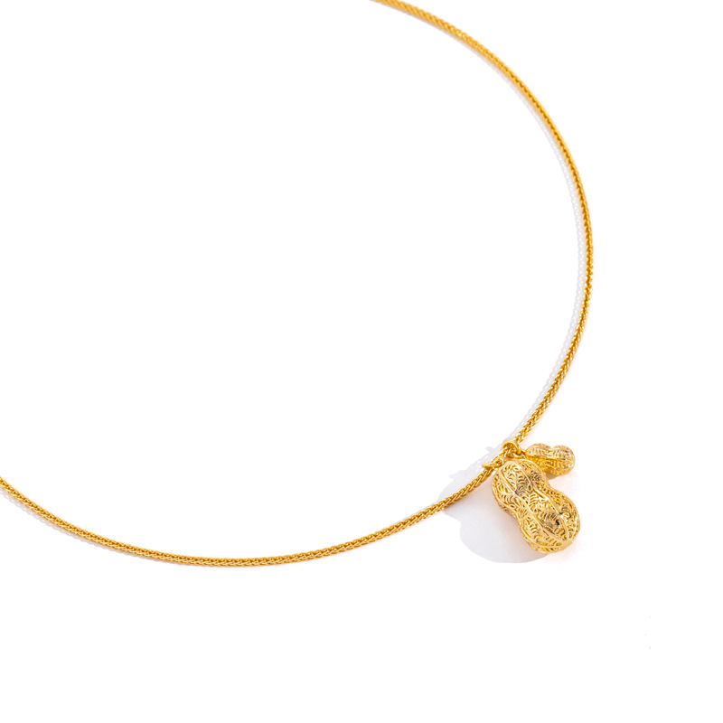 Colier cu pandantiv în formă de arahidă, din cupru, lanț în stil Chopard, placare aurie electroplată, greutate 20 g, destinat femeilor