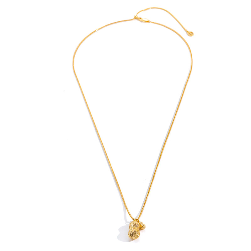 Colier cu pandantiv în formă de arahidă, din cupru, lanț în stil Chopard, placare aurie electroplată, greutate 20 g, destinat femeilor