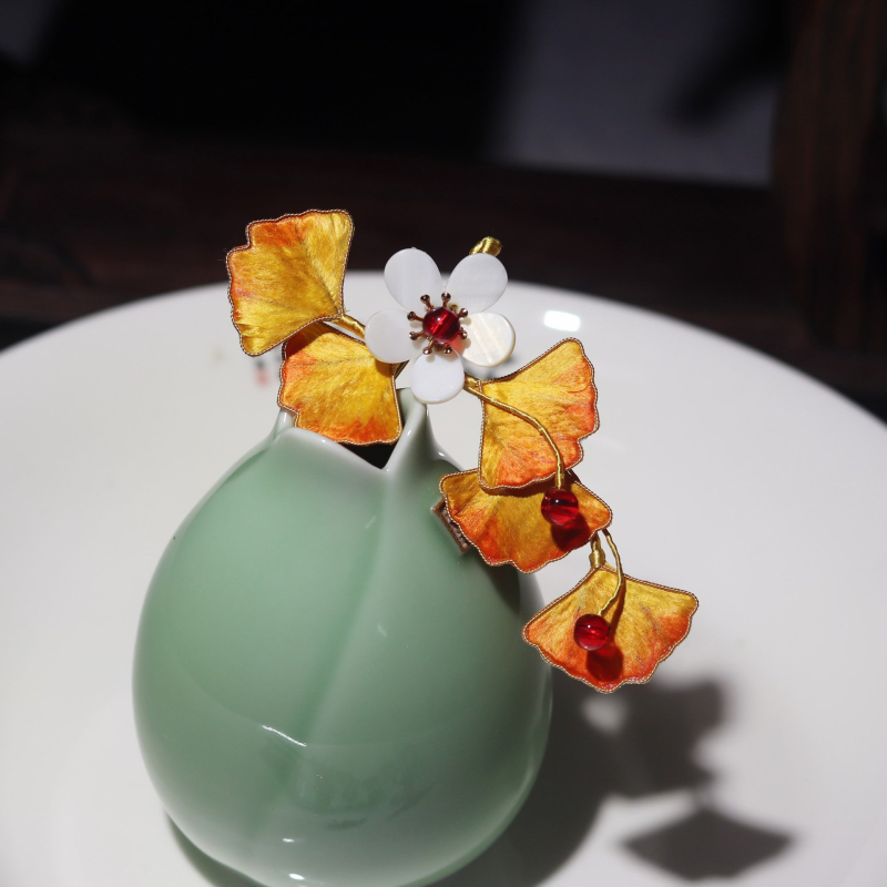 Accesoriu pentru cap din mătase, stil retro floral, vară 2024