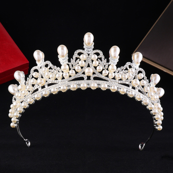 Vjenčana tiara u korejskom stilu, od legure, s perlama i cirkonima
