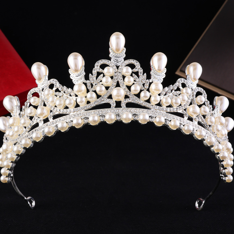 Vjenčana tiara u korejskom stilu, od legure, s perlama i cirkonima