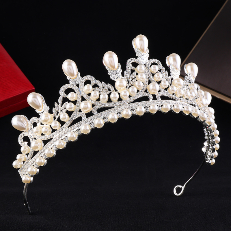 Vjenčana tiara u korejskom stilu, od legure, s perlama i cirkonima