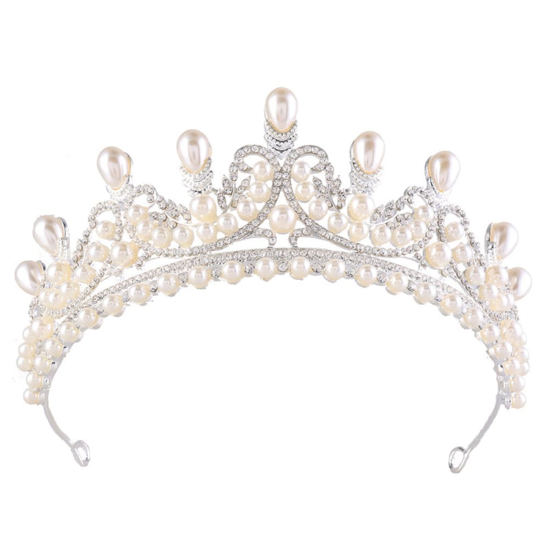 Vjenčana tiara u korejskom stilu, od legure, s perlama i cirkonima