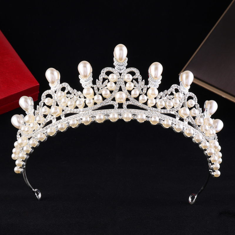Vjenčana tiara u korejskom stilu, od legure, s perlama i cirkonima