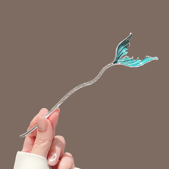 Agrafă de păr cu design coadă de pește, stil antic, aliaj, motiv animal/zodiac, finisaj vopsit