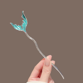 Agrafă de păr cu design coadă de pește, stil antic, aliaj, motiv animal/zodiac, finisaj vopsit