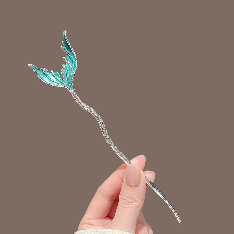 Agrafă de păr cu design coadă de pește, stil antic, aliaj, motiv animal/zodiac, finisaj vopsit