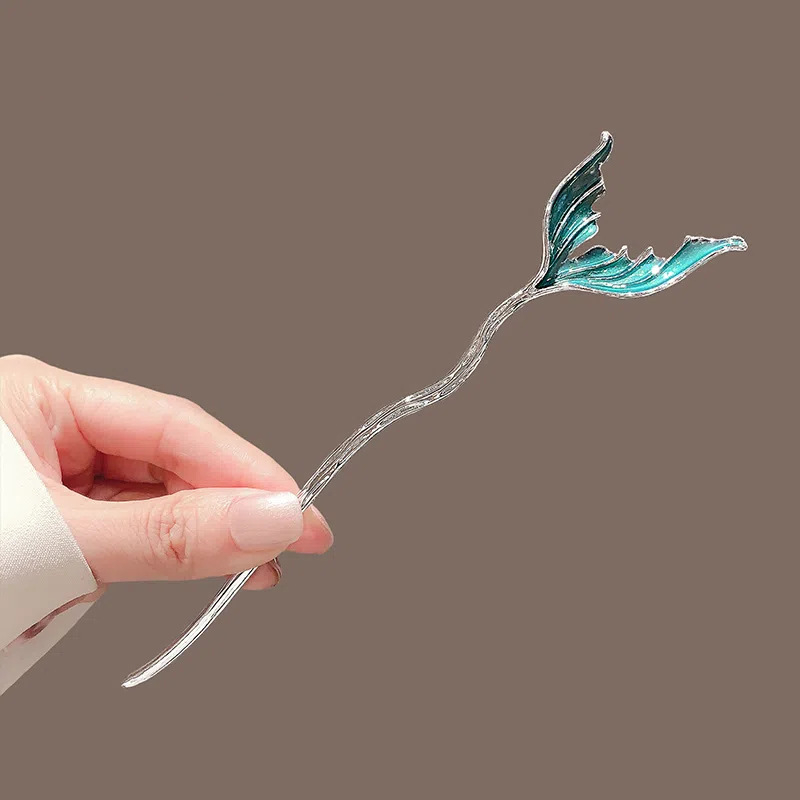 Agrafă de păr cu design coadă de pește, stil antic, aliaj, motiv animal/zodiac, finisaj vopsit