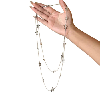 Colier cu stea, stratificat, din aliaj, lanț tip pulover, stil lux lejer