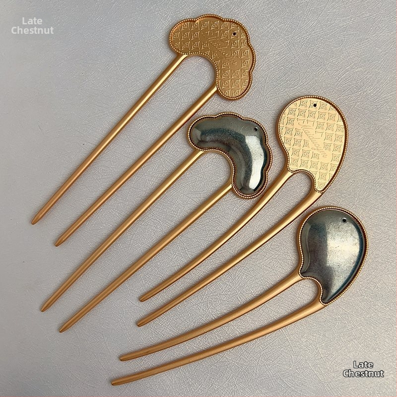 U-kujuline juukseklips Song brocade patchwork alusega — käsitöö, laste etno-stiilne aksessuaar