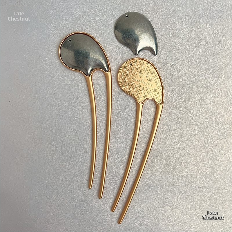 U-kujuline juukseklips Song brocade patchwork alusega — käsitöö, laste etno-stiilne aksessuaar