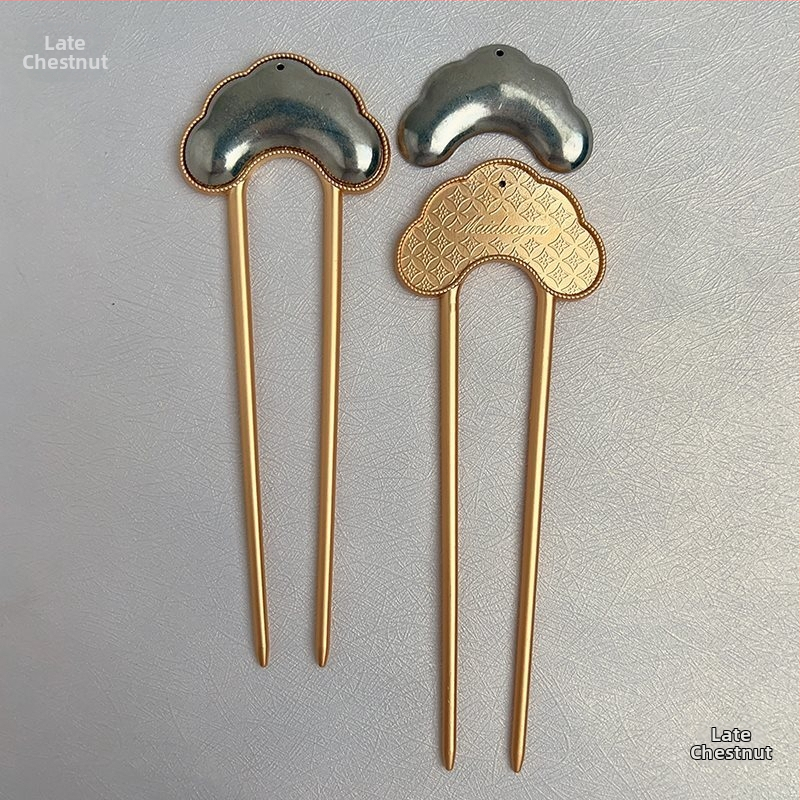 U-kujuline juukseklips Song brocade patchwork alusega — käsitöö, laste etno-stiilne aksessuaar