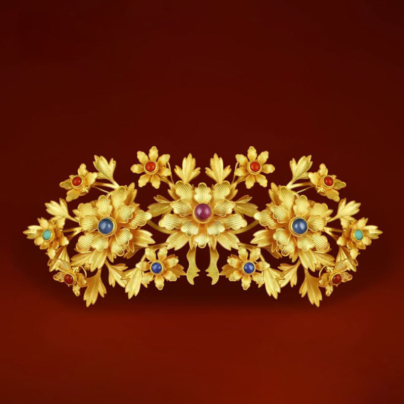 Coroană pentru păr în stil antic din cupru, lucrată manual, unisex, cu formă de floare