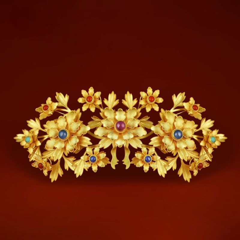 Coroană pentru păr în stil antic din cupru, lucrată manual, unisex, cu formă de floare