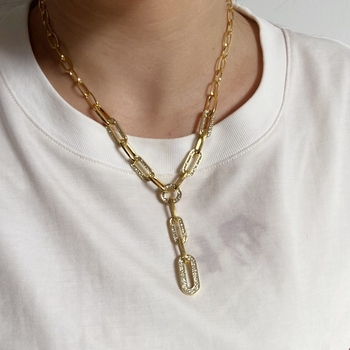 Lanț lung pentru pulover din aliaj, cu inserție de diamant, Qiwei, toamnă 2025 (Material: aliaj • Procesare: diamant • Inserție: aliaj • Brand: Qiwei • Lansare: toamnă 2025)