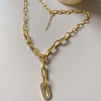 Lanț lung pentru pulover din aliaj, cu inserție de diamant, Qiwei, toamnă 2025 (Material: aliaj • Procesare: diamant • Inserție: aliaj • Brand: Qiwei • Lansare: toamnă 2025)