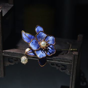 Clip de păr cu perle, design floral filigran în velur, camelia și bujor, accesorii Hanfu pentru nuntă