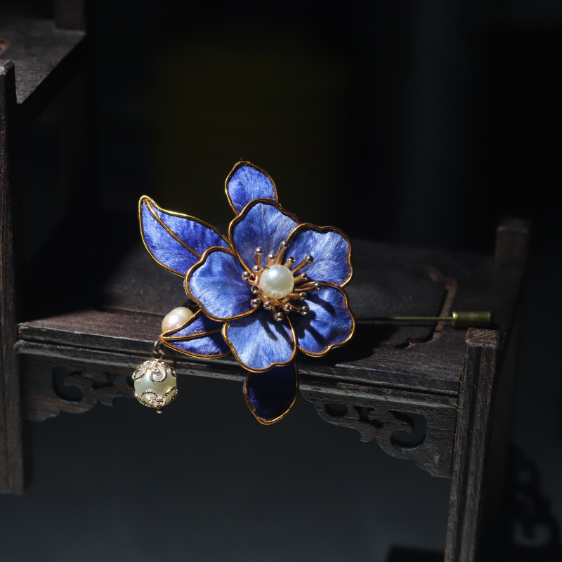 Clip de păr cu perle, design floral filigran în velur, camelia și bujor, accesorii Hanfu pentru nuntă