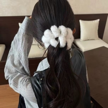 Elastic pentru păr din cablu plușat, lucrat manual, stil coreean, insertie argint 800