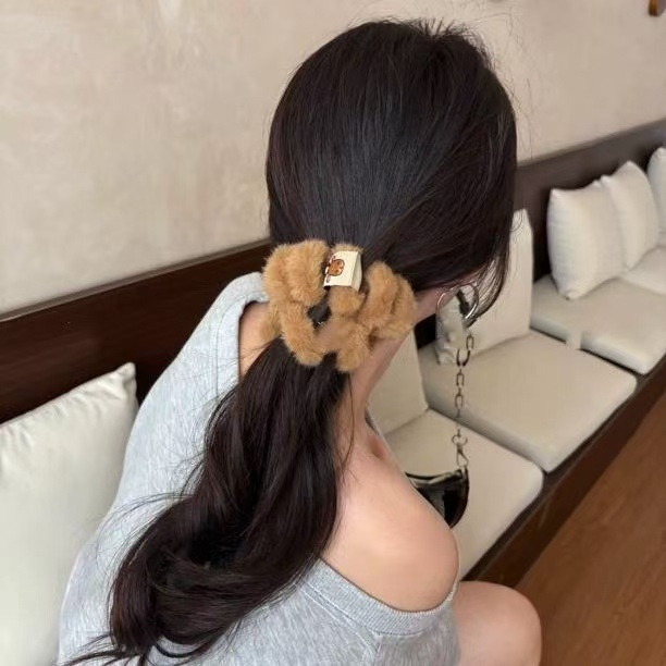 Elastic pentru păr din cablu plușat, lucrat manual, stil coreean, insertie argint 800