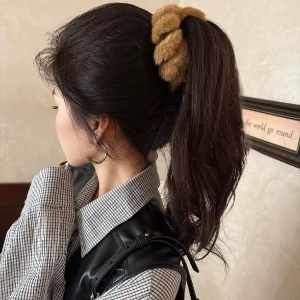 Elastic pentru păr din cablu plușat, lucrat manual, stil coreean, insertie argint 800