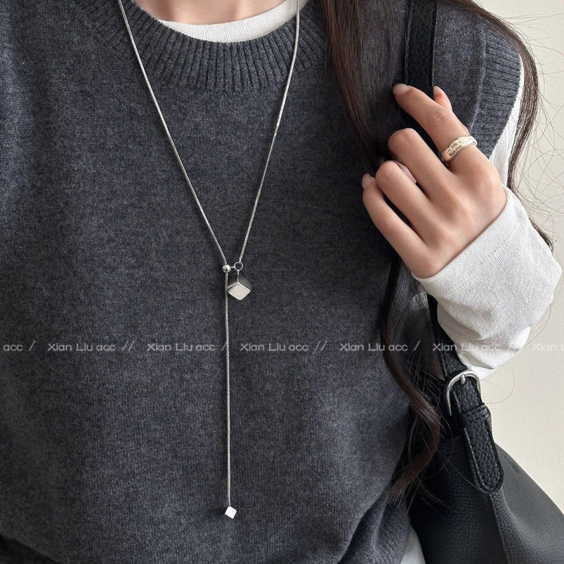 Geometrijski lanac od legure s nepravilnim lancem, duljina 41–50 cm, unisex, lagano luksuzan stil, jesen 2025