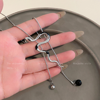 Colier din oțel titan pentru femei – în formă de șarpe, cu mai multe straturi, lanț regulat, greutate 6 g