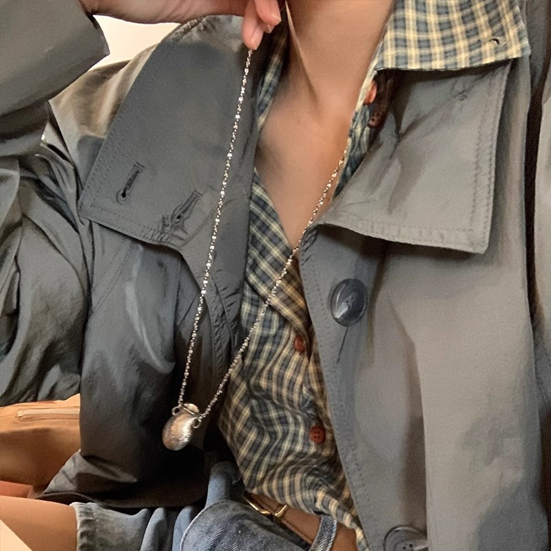 Colier din cupru cu lanț de bile, stil geometric, placare electroplatină, material pandantiv: Alt