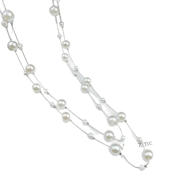 Garā džempera kaklarota – no plastmasas/rezīna materiāla, U forma, plaida raksts, bumbiņu ķēde