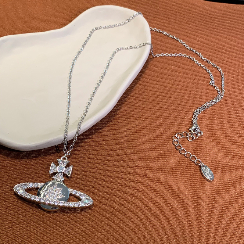 Колие със Сатурн, обсипано с диаманти, ретро дълго синджирче (Сплав; Есен 2025; Индивидуален стил)