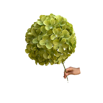 Изкуствена хидрангия, лолипоп аранжимент на една клонка, копринени цветя, релефен стил