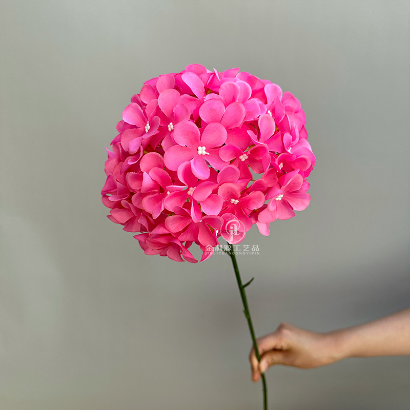 Изкуствена хидрангия, лолипоп аранжимент на една клонка, копринени цветя, релефен стил