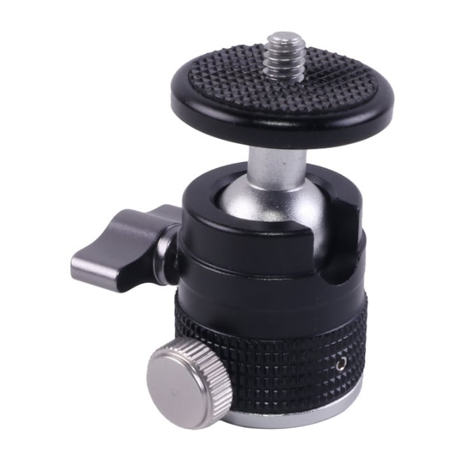 Q29 pusmetalinė rutulinė galva statybai, aliuminio lydinys, 360° horizontalis sukimasis, 90° vertikalus pakrypimas, srieginis tvirtinimas