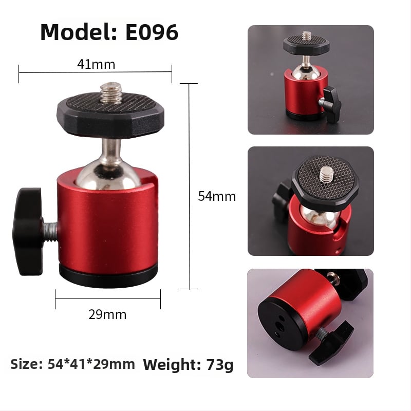 Q29 pusmetalinė rutulinė galva statybai, aliuminio lydinys, 360° horizontalis sukimasis, 90° vertikalus pakrypimas, srieginis tvirtinimas